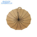 Promocional Sombrillas fuerte 16k Beige mango largo paraguas personalizado logotipo para hombres Fabricación por la fábrica de Parasol de China